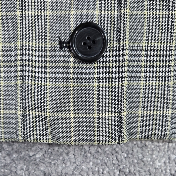 Lane Bryant Gray Plaid Mini Houndstooth Blazer Pleated Cuffs Academia Preppy - Picture 5 of 8